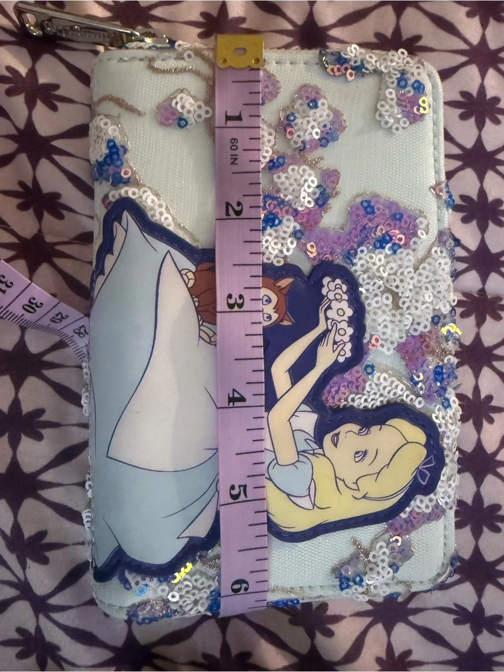 Disney Alice in Wonderland Sequin Zip Around Wallet – New Without Tags